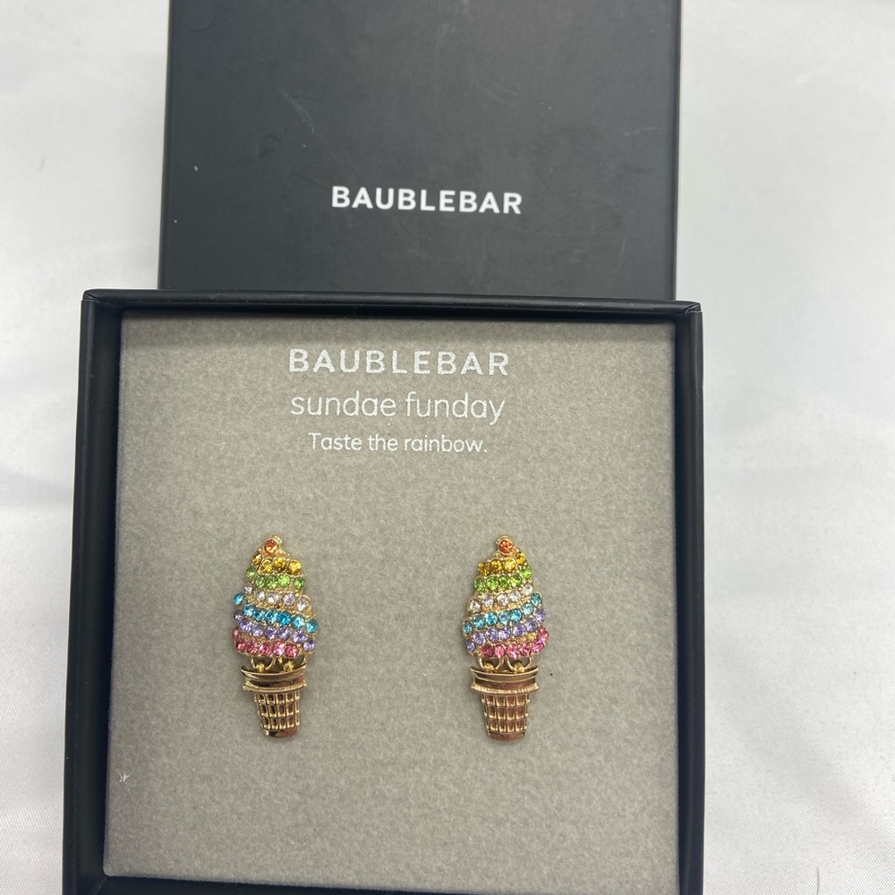Baublebar Limited Edition Sundae Funday Icecream Cone Summer Sparkly Earrings